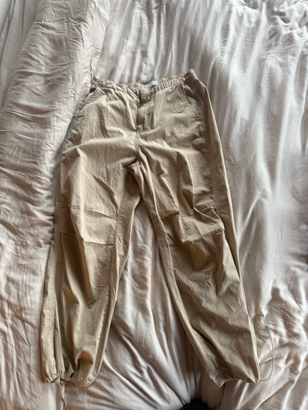 MANGO Casual Drawstring Cargo Pants — Beige